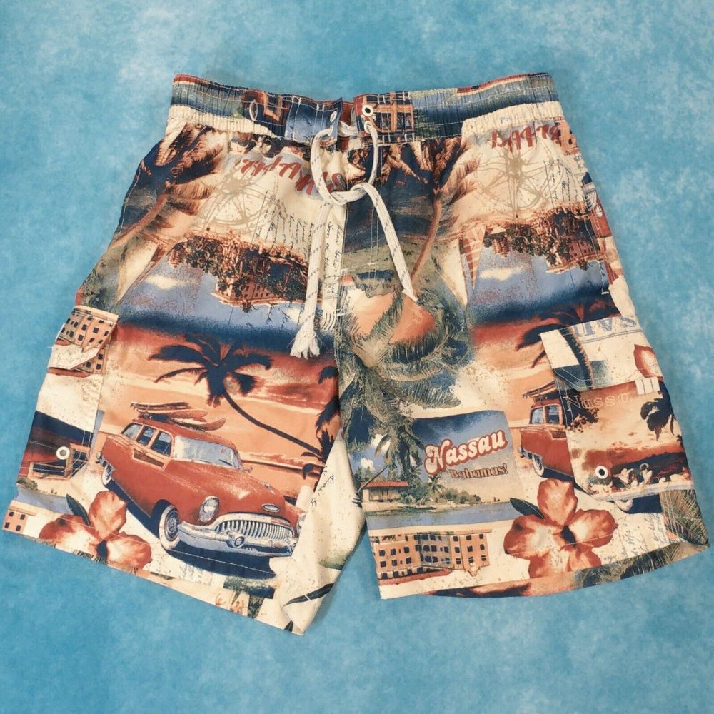 Caribbean Joe Swim Trunks Board Shorts, 5 Pockets, Men's, Bahamas, Medium 33-40